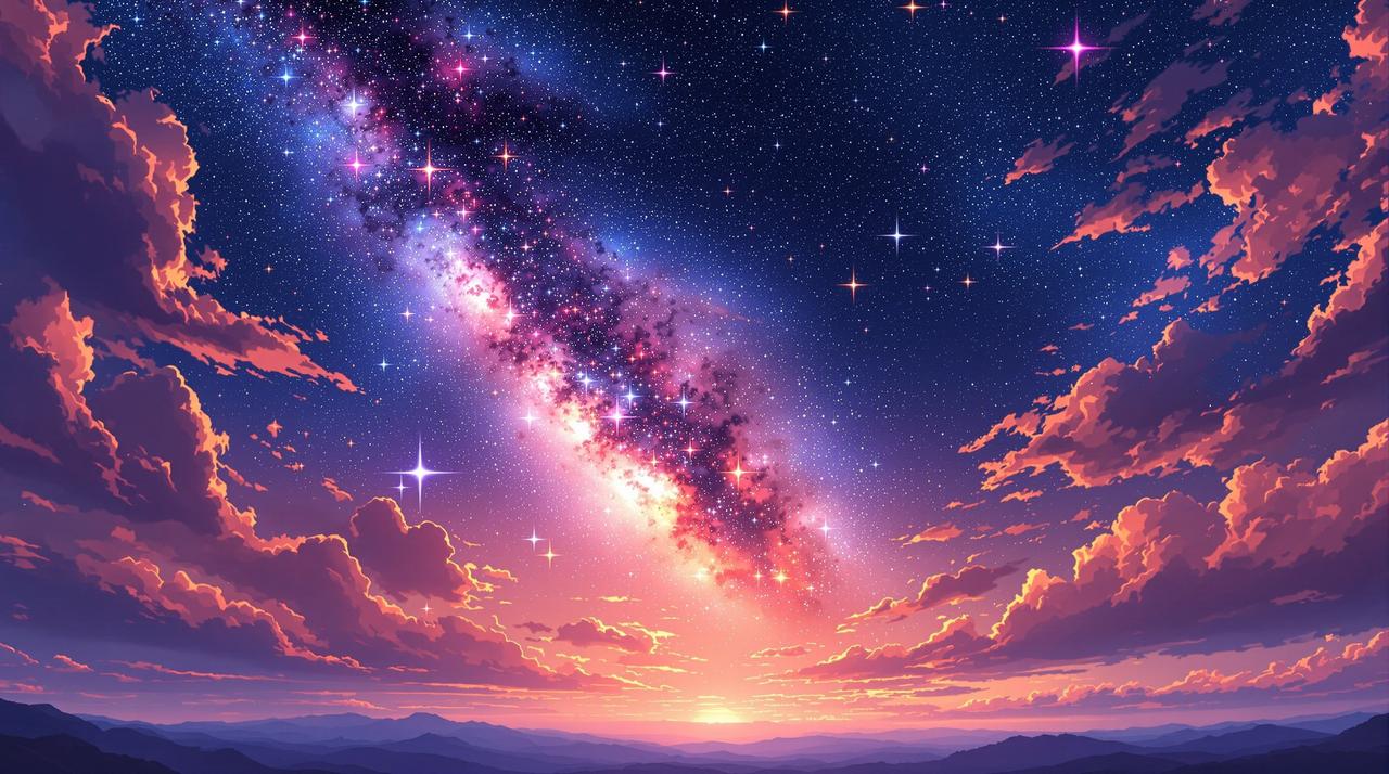 嘟嘟动漫 - 广阔星空背景，璀璨星辰与流星划过夜空